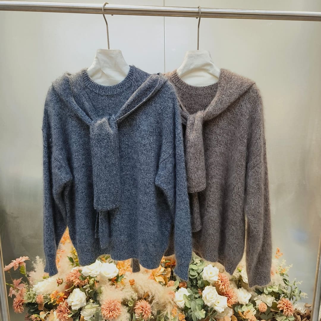 货号2626817 花纱羊绒羊毛拉毛圆领+帽子_嘉兴明臻禧服饰有限公司