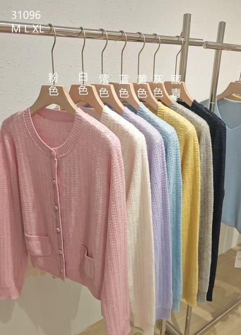 31096 丝羊绒珠片圆领开衫 M L XL 第 2 张