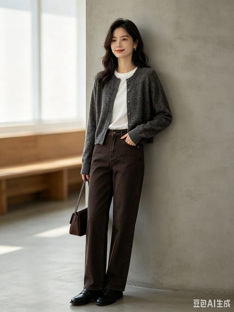 32605 羊驼绒圆领肌理开衫 M L XL 第 2 张