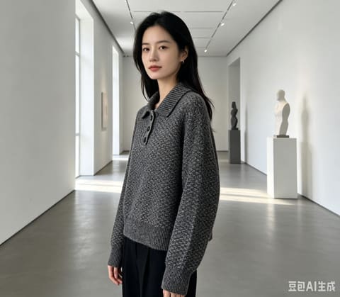 20701 高端丝羊绒V字纹翻领半开衫 第 4 张