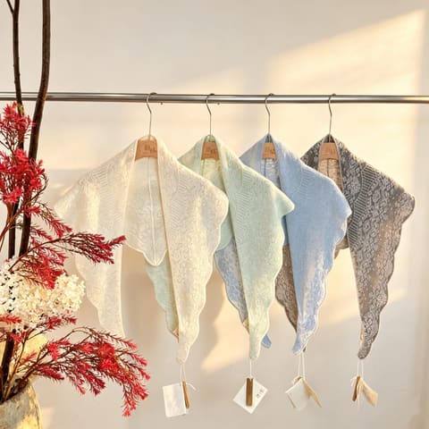 YG-6003 新中式波浪花边提花三角披肩 第 1 张