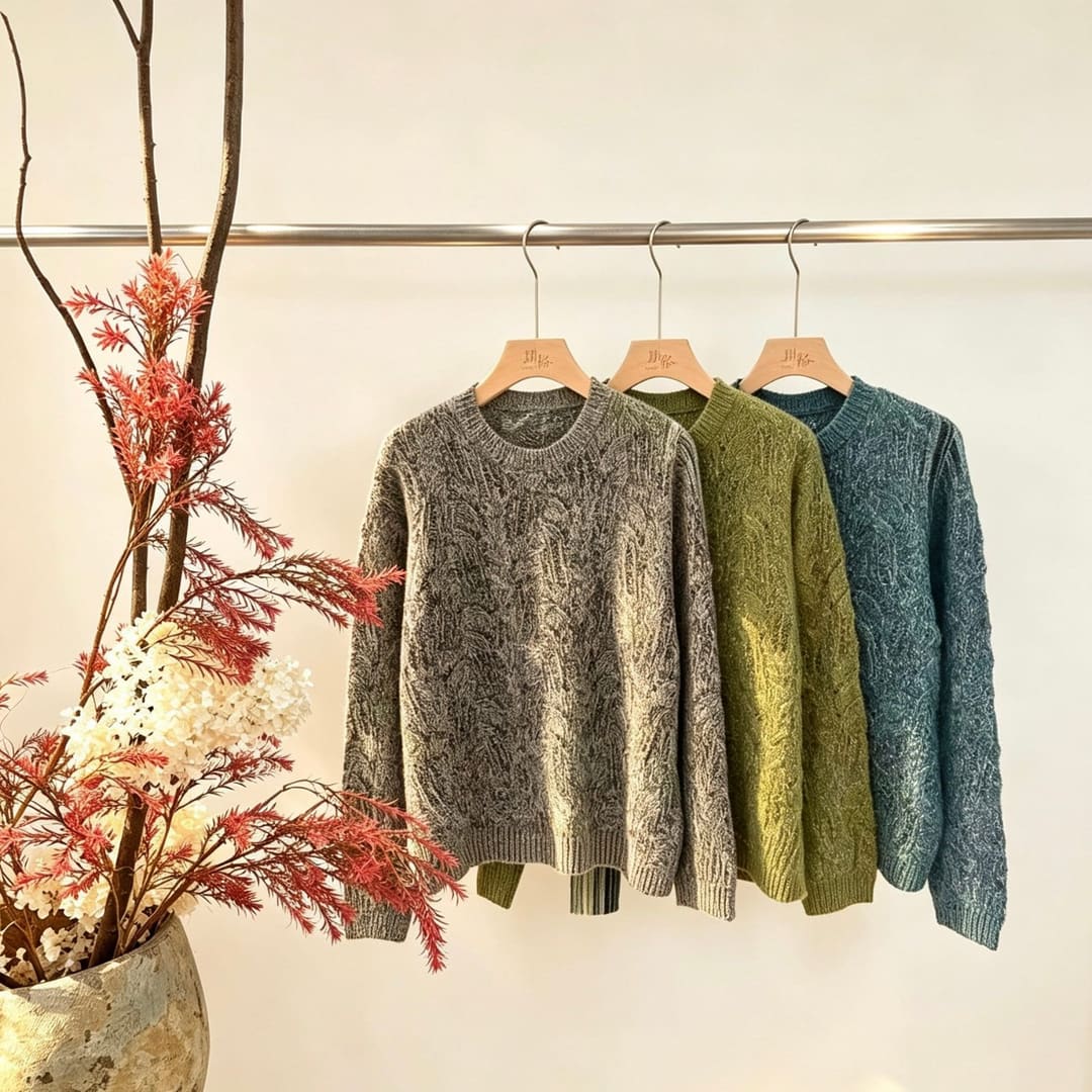 YG-692262 圆领重磅绞花提花针织上衣