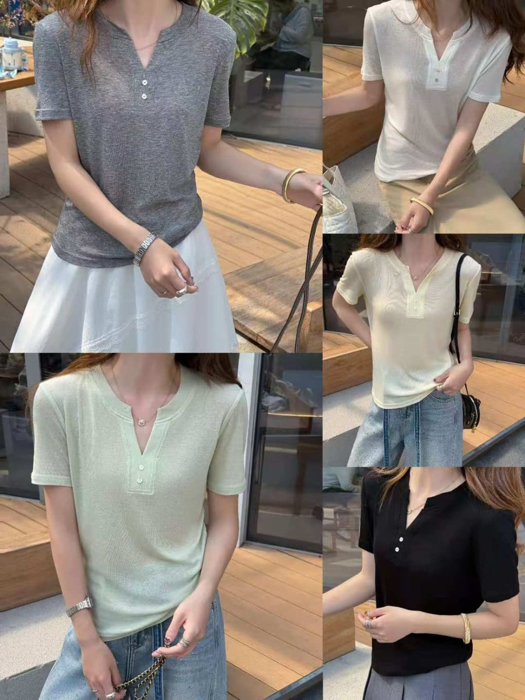 9507小v半开衫钉扣款