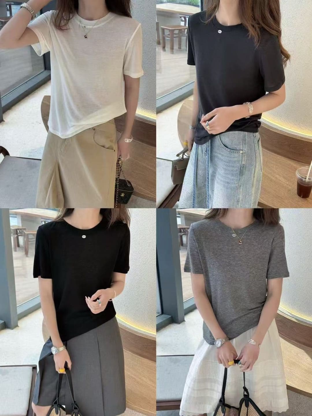 9513后背拼接前钉扣圆领款